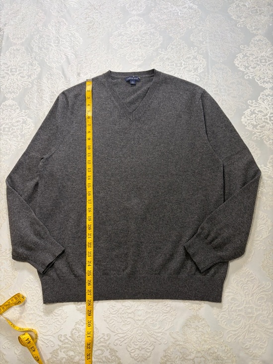 Lands End 100% Cashmere Vneck Sweater Grey Size Large - Picture 7 of 8